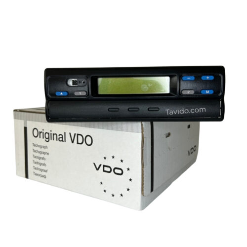 1324n Black digital tachograph resting on a white box labeled 'Original VDO' with VDO branding on the side.