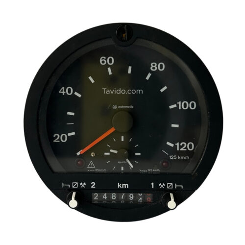 1318 Analog car speedometer showing 0–120 km/h with a red needle near 15 km/h and an odometer display below the dial.