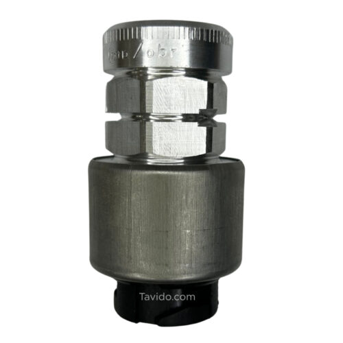 indbz Close-up of a metal tire valve core tool with a knurled cap and black plastic base, used to remove valve cores.